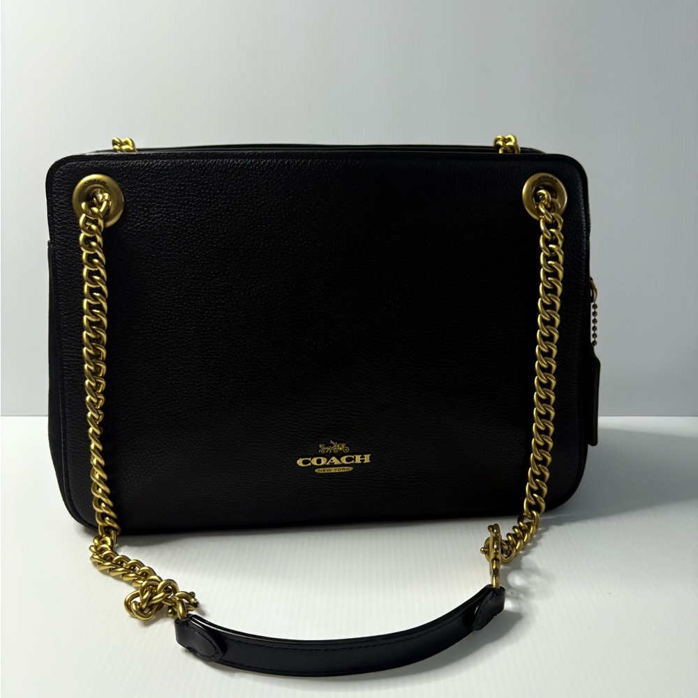 Coach Bryant Convertible Carryall polished Leather Black  EUC